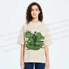 Unisex Japanese Ukiyo-e Frog Printed Washed Tee