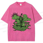 Unisex Japanese Ukiyo-e Frog Printed Washed Tee