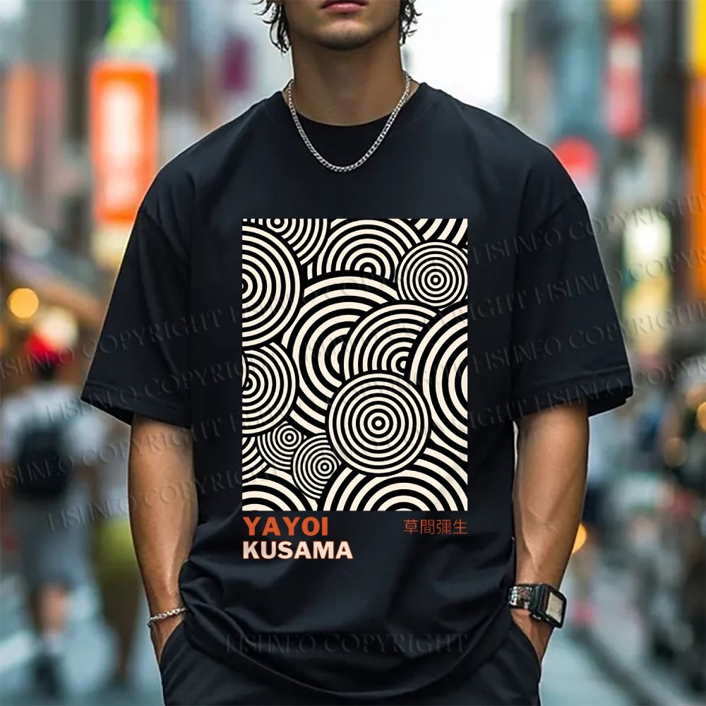 Unisex Classic Yayoi Kusama Circle Printed Cotton Printed T-shirt