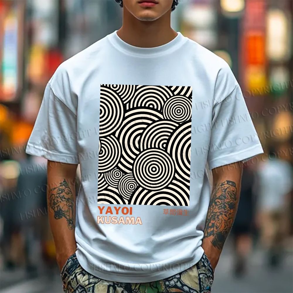 Unisex Classic Yayoi Kusama Circle Printed Cotton Printed T-shirt
