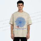 Unisex Whirlpool Waves Printed Washed Tee