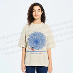 Unisex Whirlpool Waves Printed Washed Tee