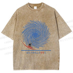 Unisex Whirlpool Waves Printed Washed Tee