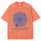 Unisex Whirlpool Waves Printed Washed Tee