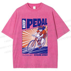 Unisex Keep Pedal Cycling Spirit Printed Washed Tee