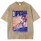 Unisex Keep Pedal Cycling Spirit Printed Washed Tee