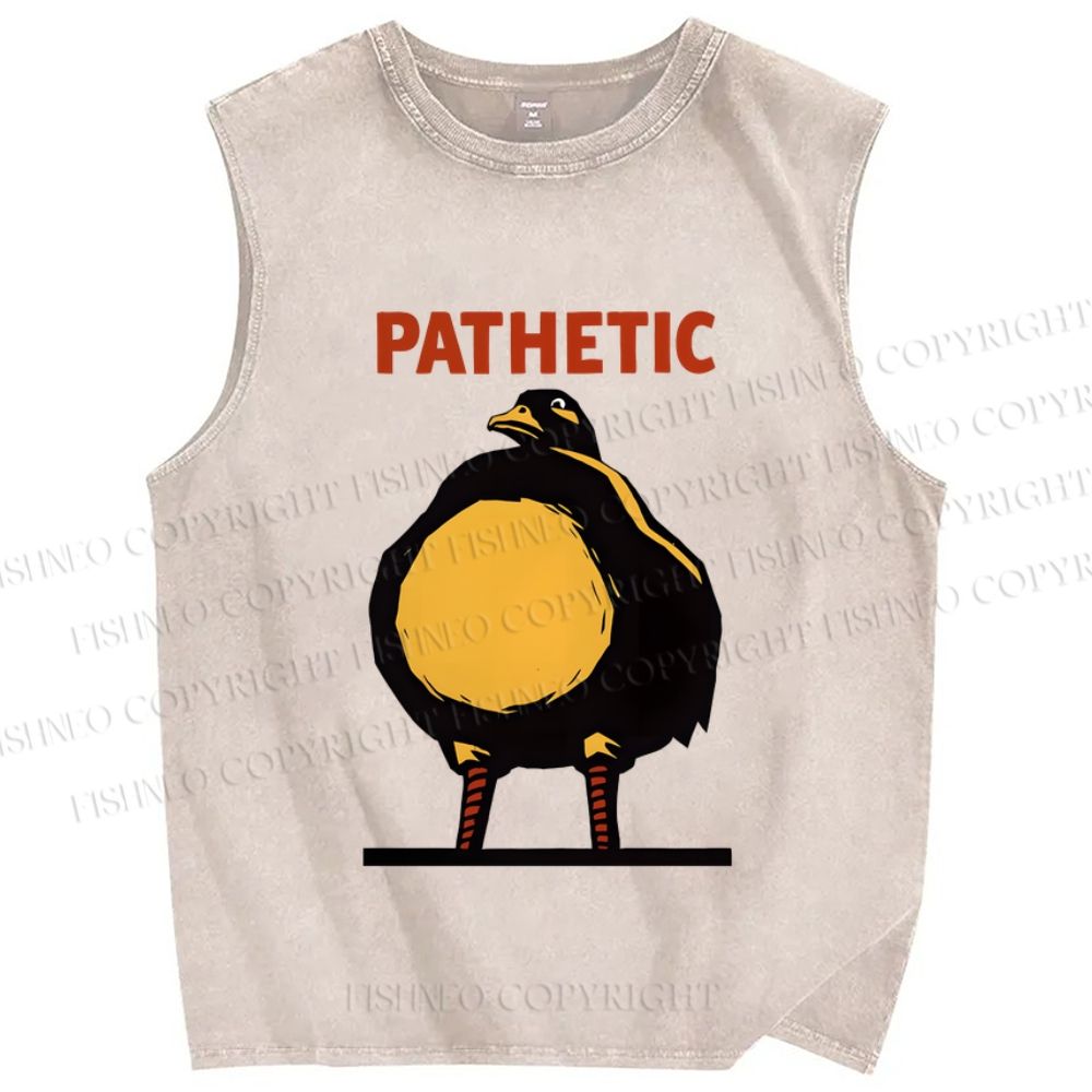 Unisex Pathetic Bird Printed Washed Tank Top