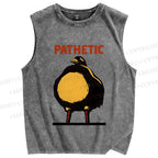 Unisex Pathetic Bird Printed Washed Tank Top