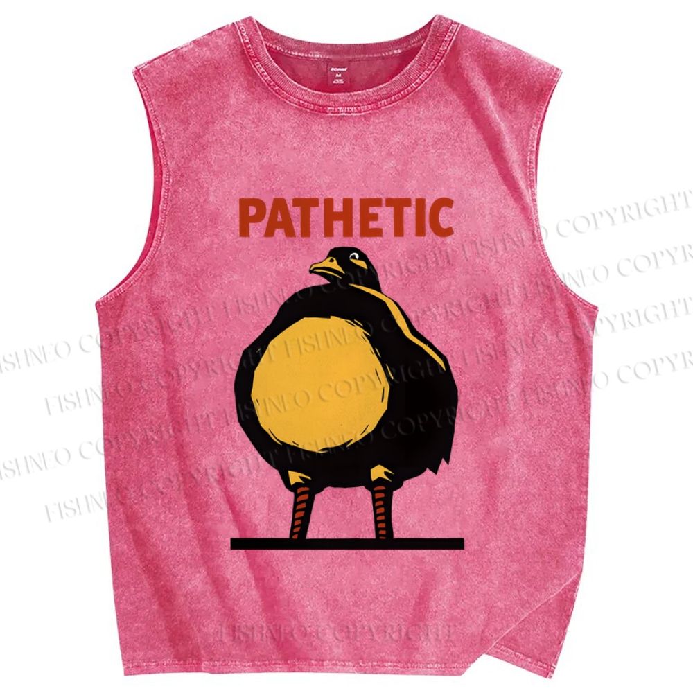 Unisex Pathetic Bird Printed Washed Tank Top