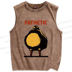 Unisex Pathetic Bird Printed Washed Tank Top