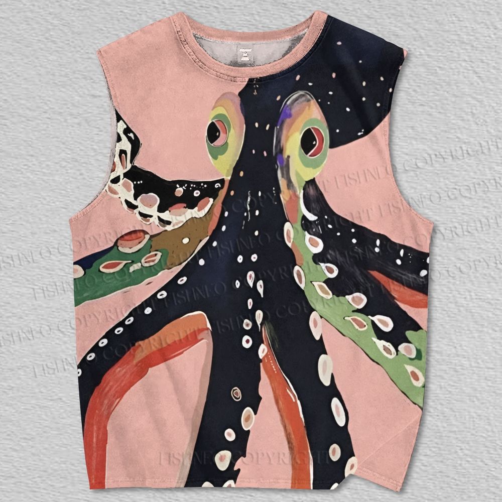 Unisex Octopus Printed Tank Top