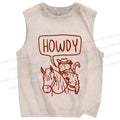 Unisex Opossum Cowboy Howdy Printed Washed Tank Top