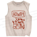 Unisex Opossum Cowboy Howdy Printed Washed Tank Top