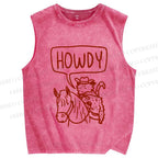 Unisex Opossum Cowboy Howdy Printed Washed Tank Top