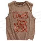 Unisex Opossum Cowboy Howdy Printed Washed Tank Top