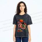 Unisex Yayoi Kusama Octopus Printed Washed Tee