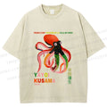 Unisex Yayoi Kusama Octopus Printed Washed Tee