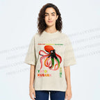 Unisex Yayoi Kusama Octopus Printed Washed Tee