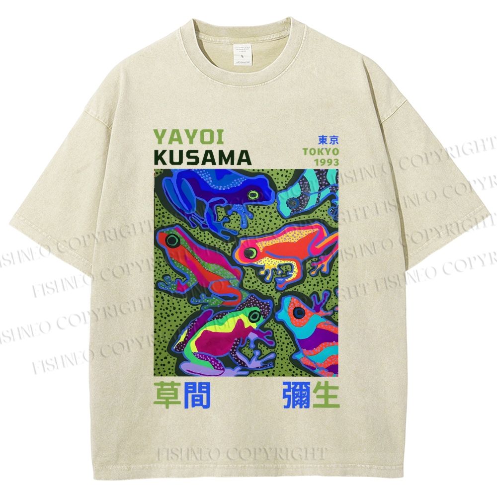 Unisex Yayoi Kusama Frogs Printed Washed Tee