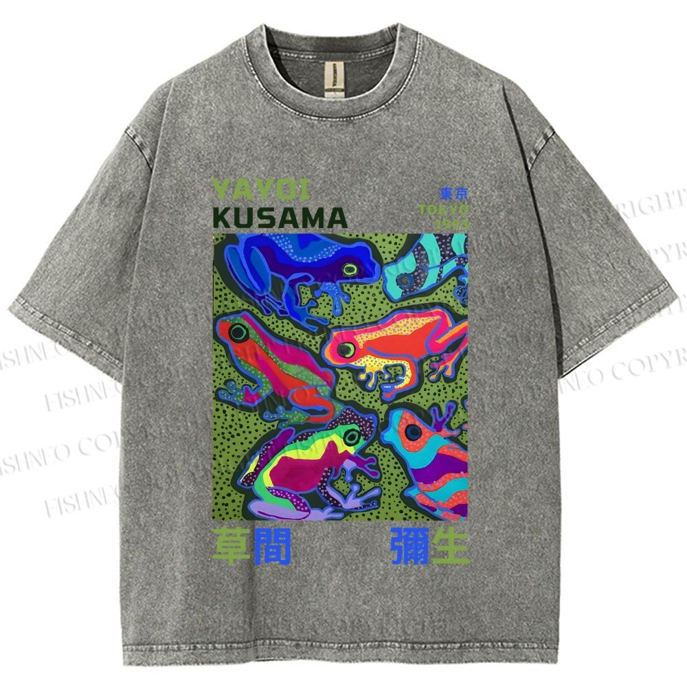 Unisex Yayoi Kusama Frogs Printed Washed Tee