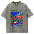 Unisex Yayoi Kusama Frogs Printed Washed Tee