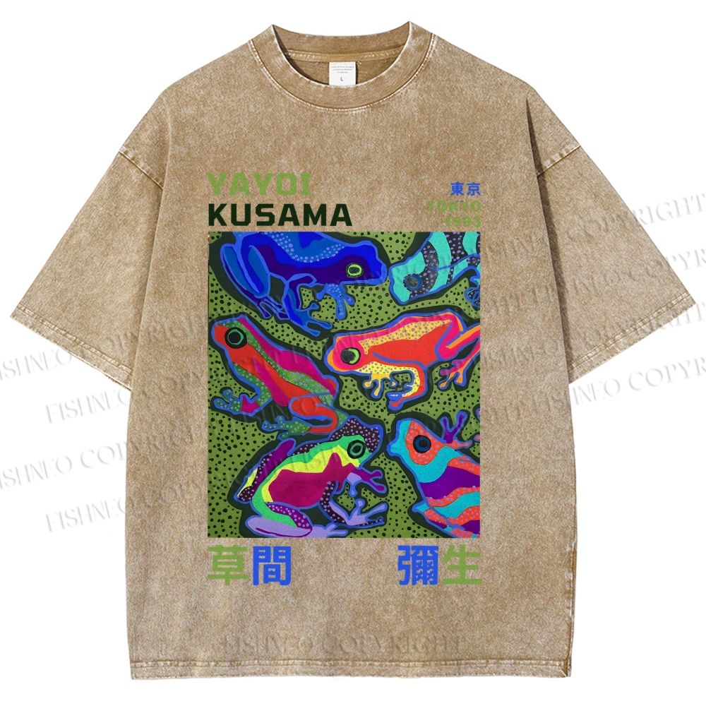 Unisex Yayoi Kusama Frogs Printed Washed Tee