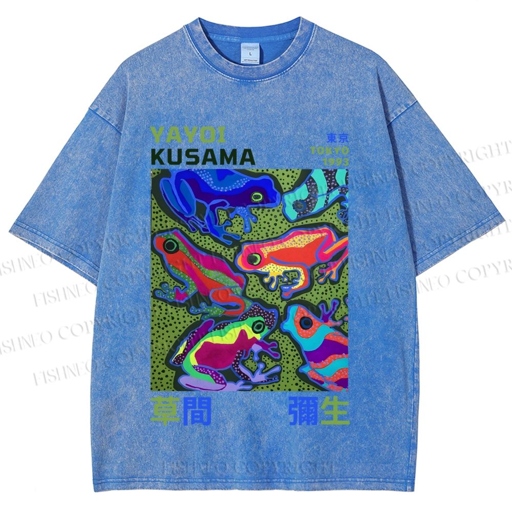 Unisex Yayoi Kusama Frogs Printed Washed Tee