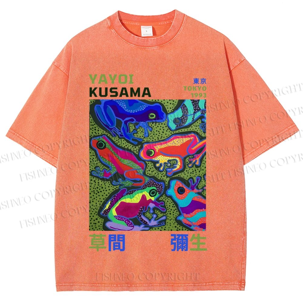Unisex Yayoi Kusama Frogs Printed Washed Tee