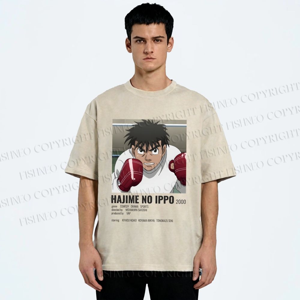 Unisex Hajime no Ippo Printed Washed Tee