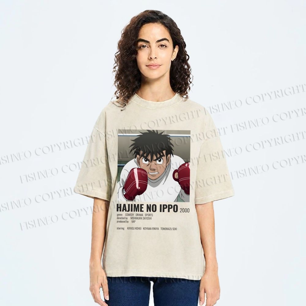 Unisex Hajime no Ippo Printed Washed Tee