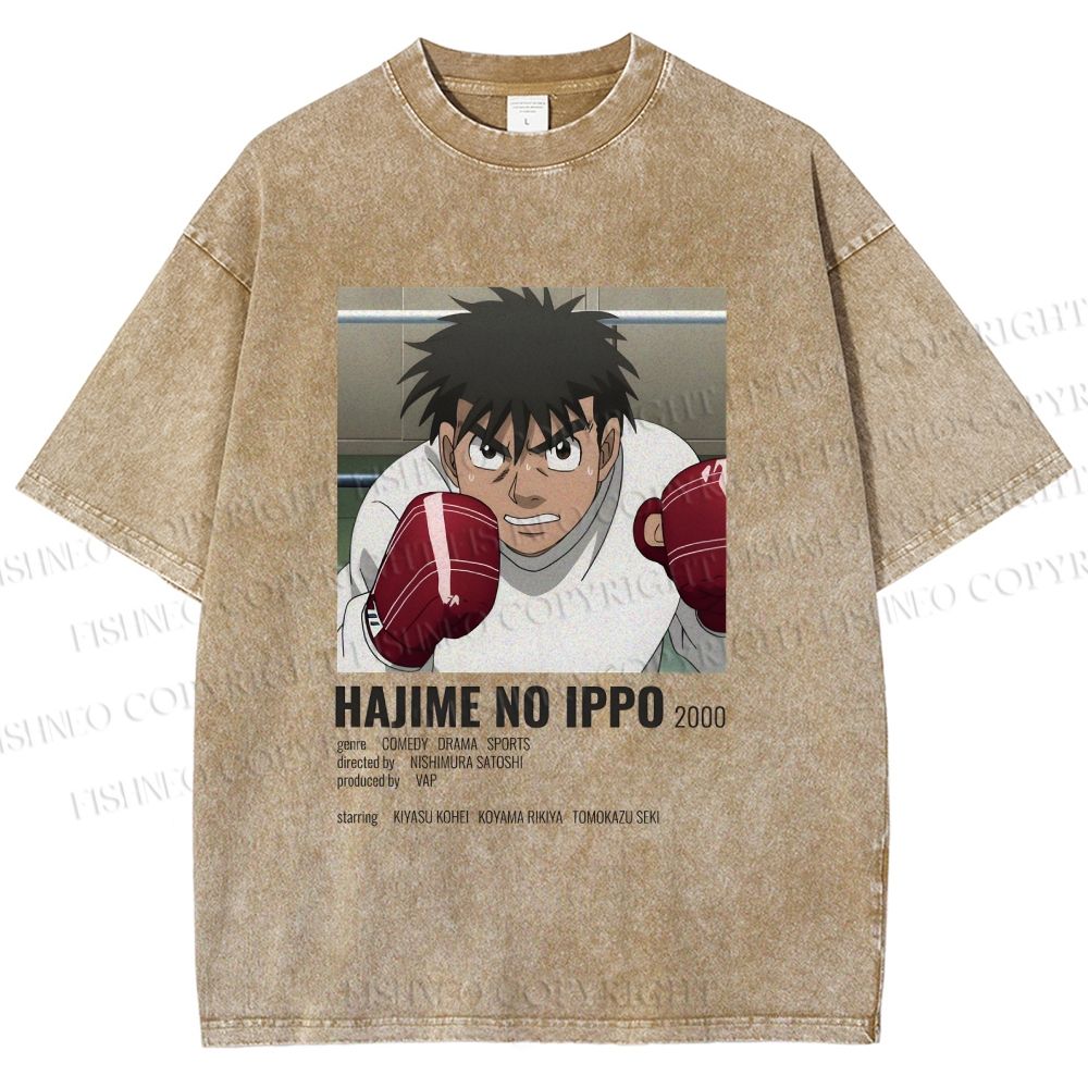 Unisex Hajime no Ippo Printed Washed Tee