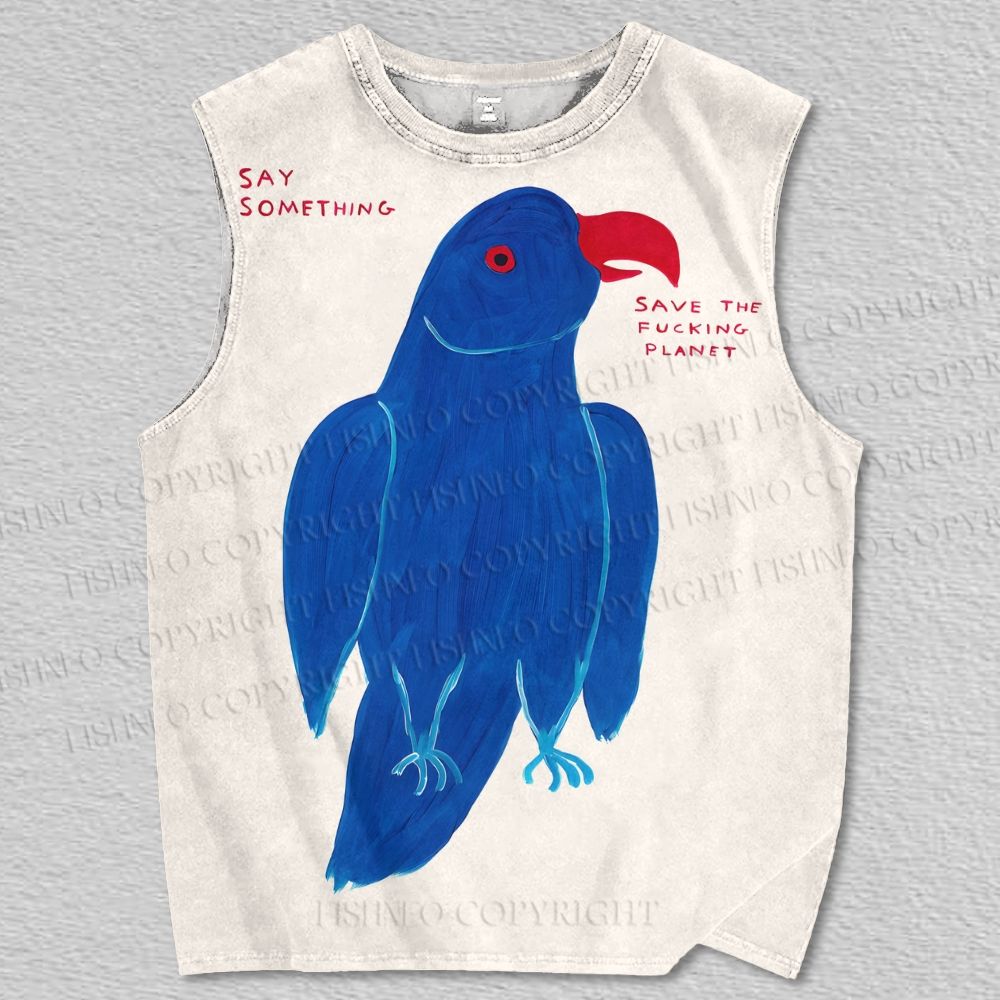 Unisex Say Something Bird Printed Tank Top