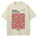 Unisex Yayoi Kusama  Artistic Polka Dot Eyes Printed Washed Tee