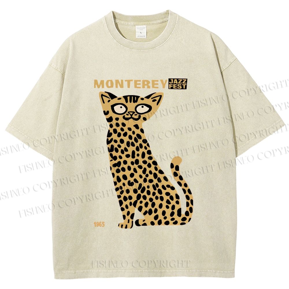 Unisex Monterey Jazz Festival Cat Printed Washed Tee