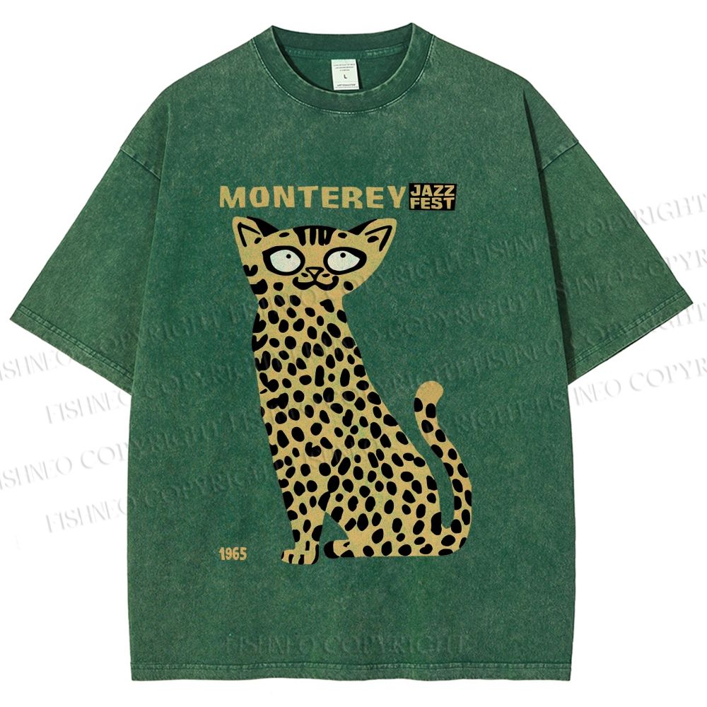 Unisex Monterey Jazz Festival Cat Printed Washed Tee