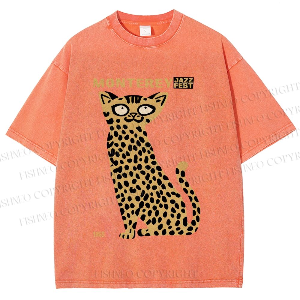 Unisex Monterey Jazz Festival Cat Printed Washed Tee