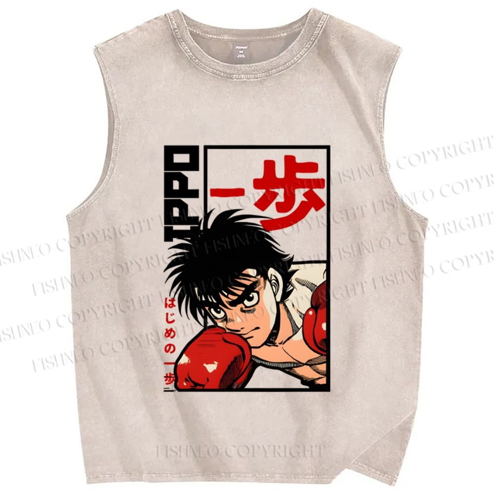 Unisex Hajime No Ippo Printed Washed Tank Top