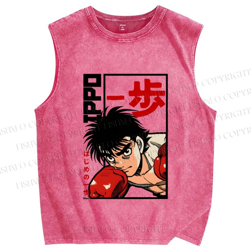 Unisex Hajime No Ippo Printed Washed Tank Top