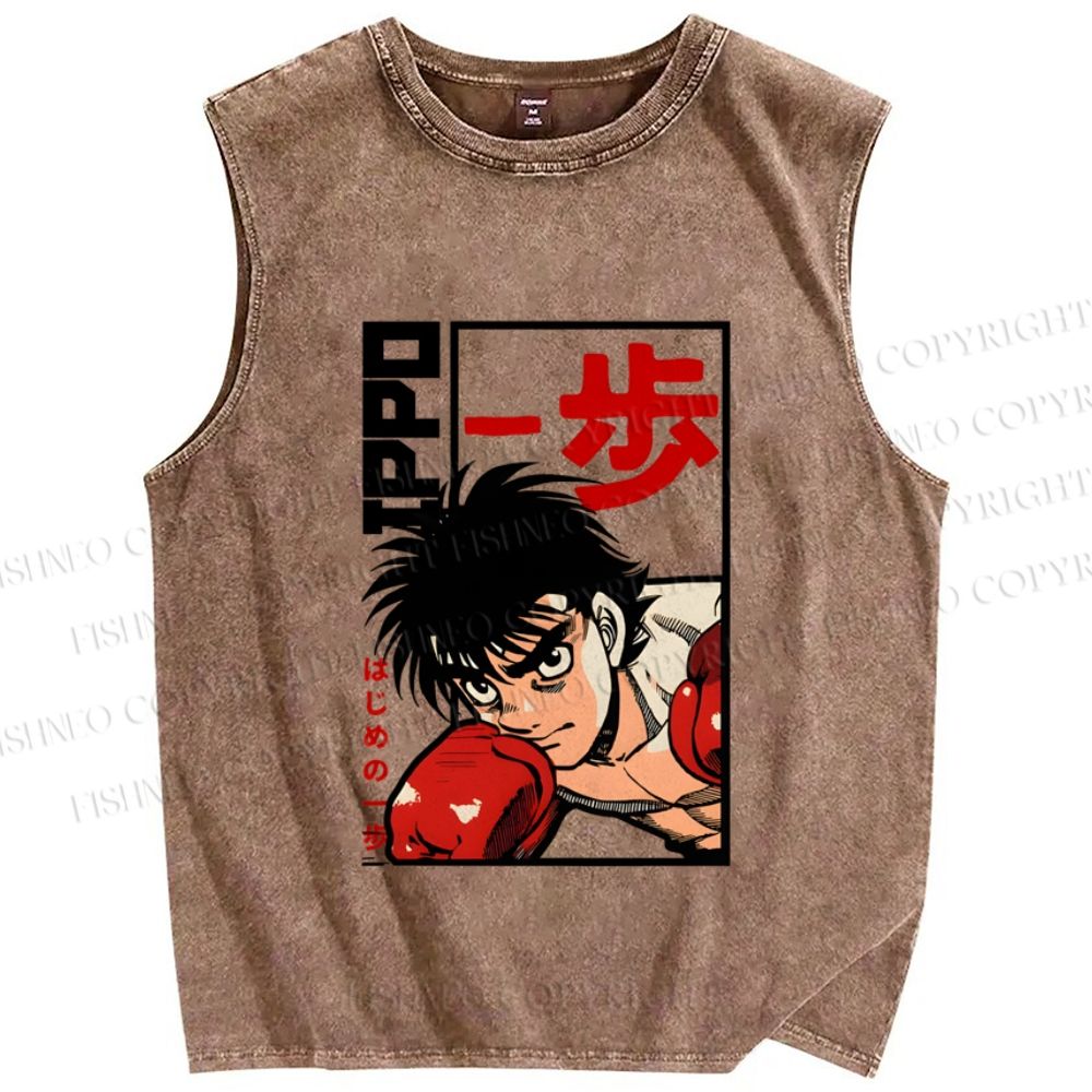 Unisex Hajime No Ippo Printed Washed Tank Top