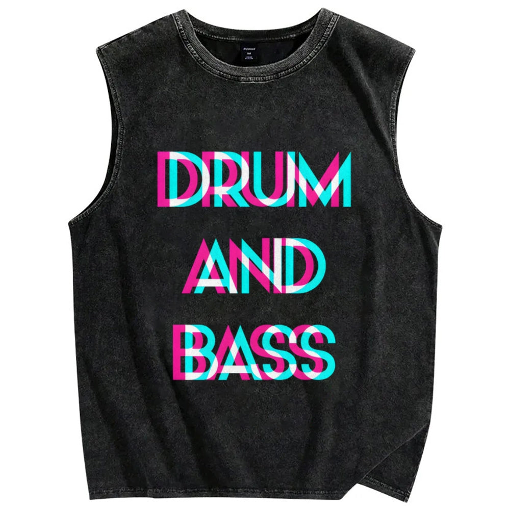 Drum & Bass Cyberpunk Vintage Distressed Washed Tank Top