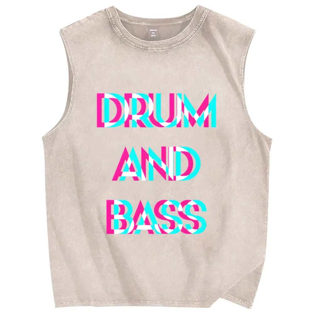 Drum & Bass Cyberpunk Vintage Distressed Washed Tank Top
