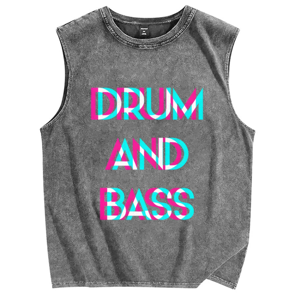 Drum & Bass Cyberpunk Vintage Distressed Washed Tank Top