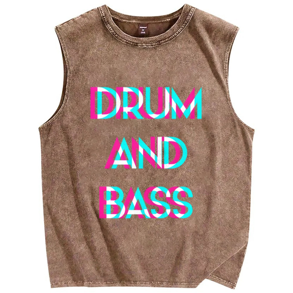 Drum & Bass Cyberpunk Vintage Distressed Washed Tank Top