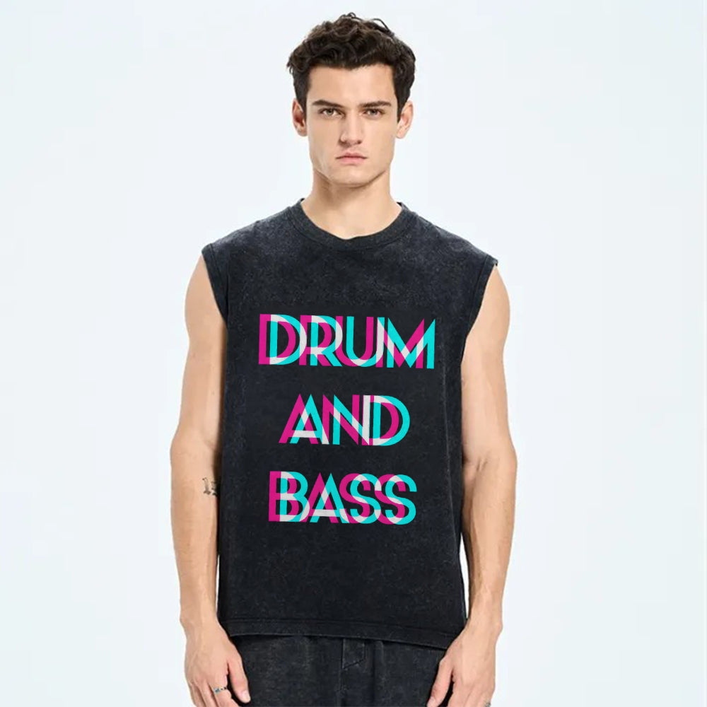 Drum & Bass Cyberpunk Vintage Distressed Washed Tank Top