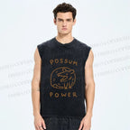 Unisex Opossum Power Printed Washed Tank Top