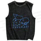 Unisex Love Rat Printed Washed Tank Top