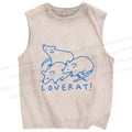 Unisex Love Rat Printed Washed Tank Top