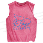 Unisex Love Rat Printed Washed Tank Top