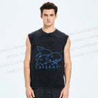 Unisex Love Rat Printed Washed Tank Top
