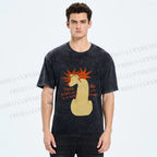 Unisex Dog With Stars Printed Washed Tee